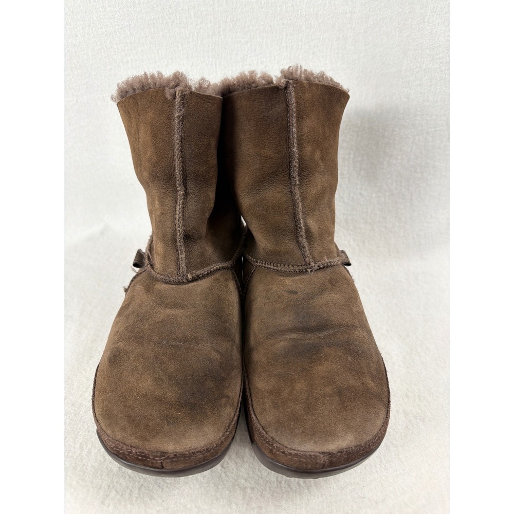 FitFlop Mukluk Chocolate Brown Suede Shearling Ankle Boots Womens 11 041-030-090